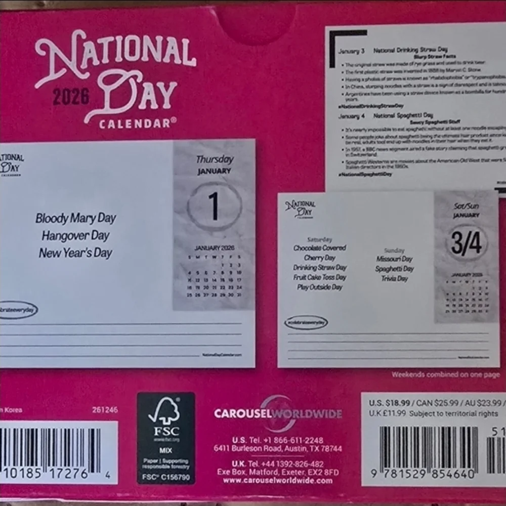 2026 National Day Desk Calendar - Every Day Fun Holiday Food Daily Tear-off